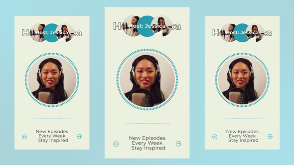 Podcast Minimal Vertical Slideshow Openers template preview