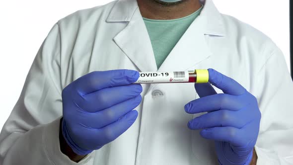Analysis of blood of the coronavirus in hospital laboratory was positive for Covid-19