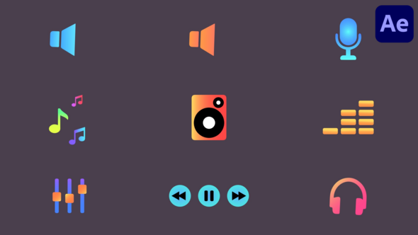 Music Icons for After Effects Elements template preview