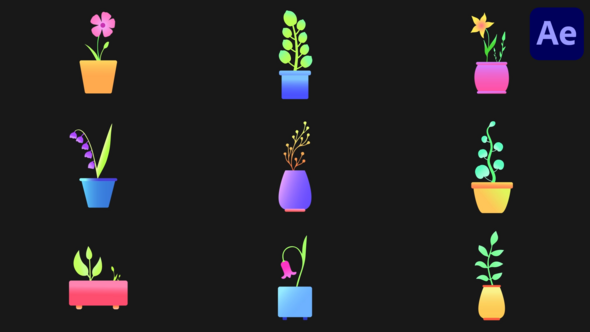 Potted Animated Plants for After Effects Elements template preview