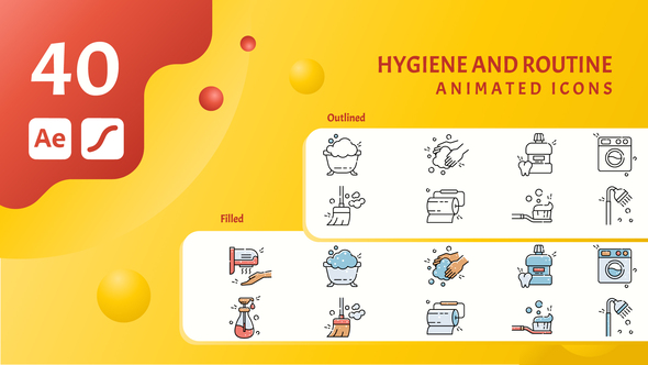 set of Hygiene and routine icon video Elements template preview