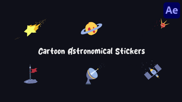Cartoon Astronomical Stickers for After Effects Elements template preview
