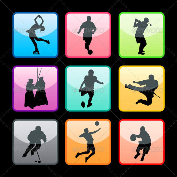 Sport Buttons Silhouettes Set