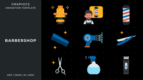 Barbershop graphic animation template | After Effects Elements template preview