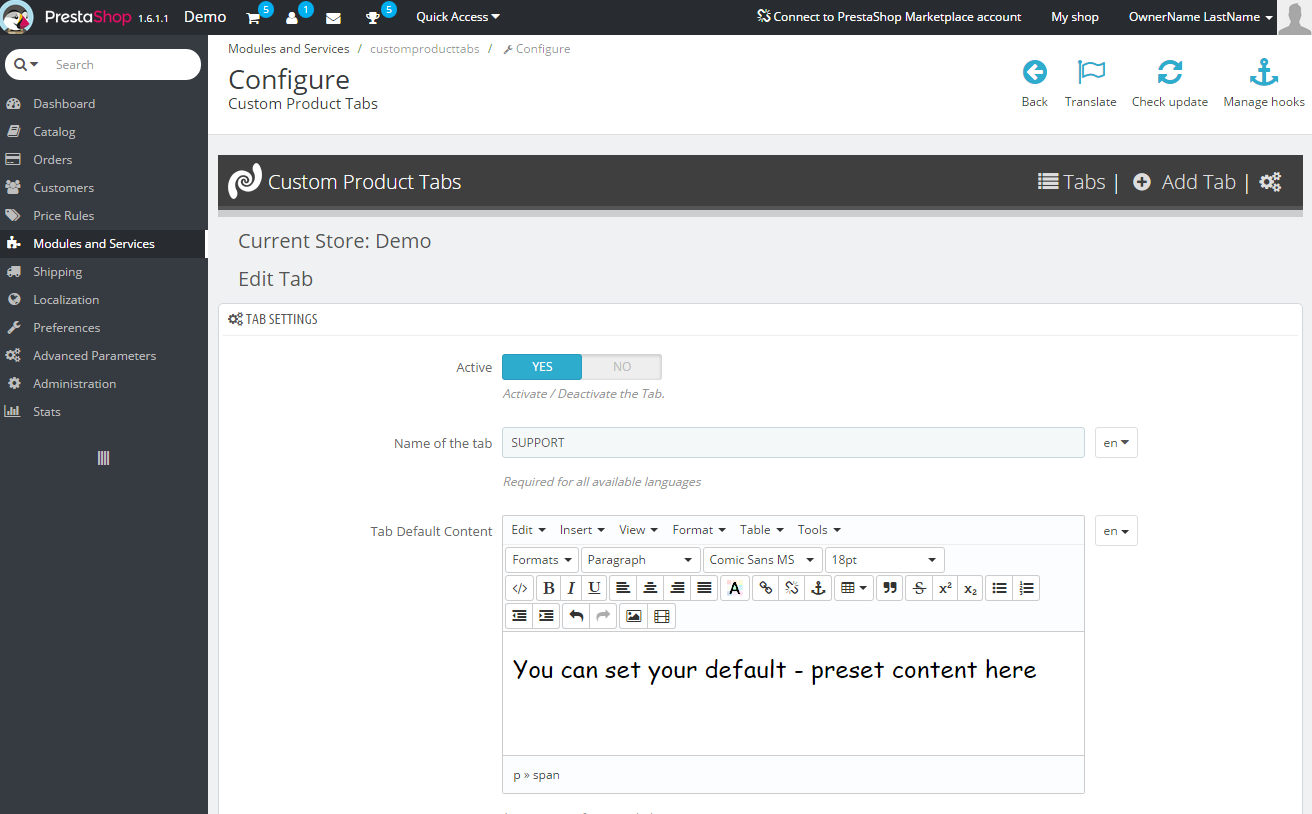 header builder for prestashop | custom navigation &... Custom Product Tabs for Prestashop by Inno-mods | CodeCanyon