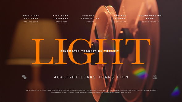 40+ Light Leak Transitions Pack Elements template preview