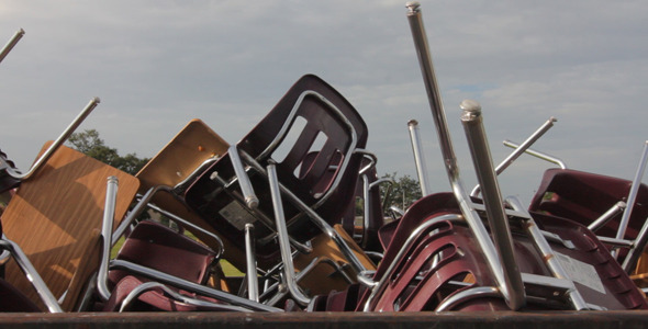 School Desk Chairs In Dumpster