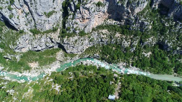 The Verdon Gorges in the Verdon Regional Natural Park in France from the sky alt
