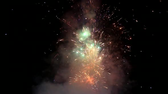 Beautiful colorful holiday fireworks in the night sky	