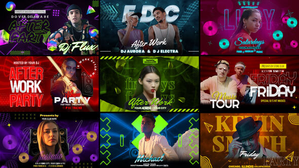 Neon Pulse Freeze Frame Pack Elements template preview