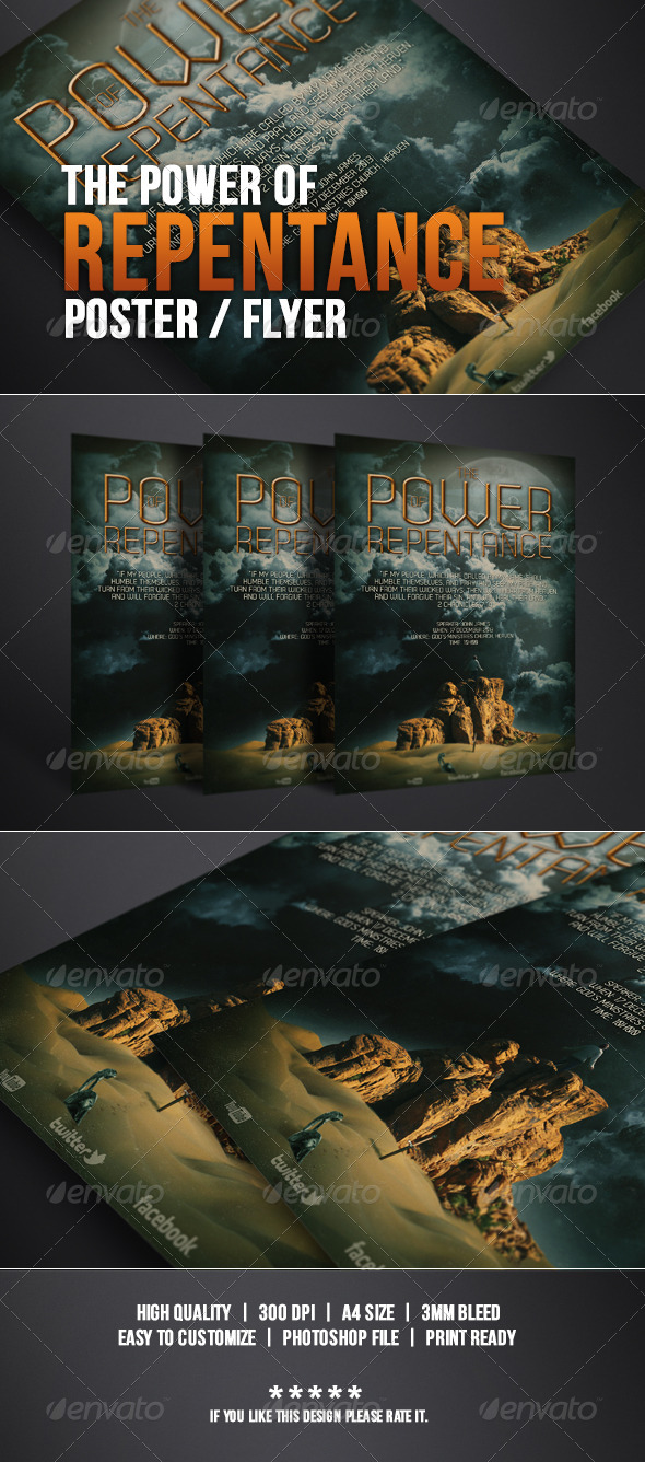 The Power of Repentance Poster / Flyer - Church Flyers