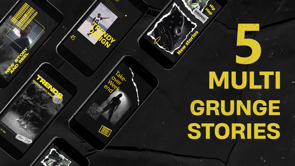 Multi Grunge Instagram Stories Openers template preview