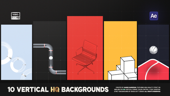 Vertical Geometric 3D Backgrounds Elements template preview