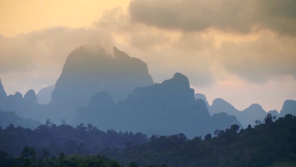 Aerial View of Bizarre Mountains Covered with Tropical Forest alt