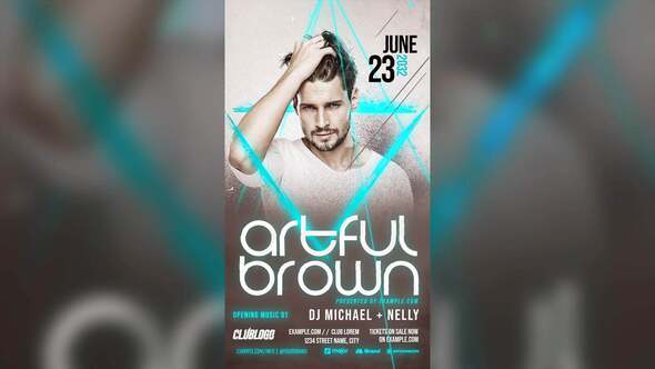 Animated DJ Nightclub Flyer Template Video Displays template preview