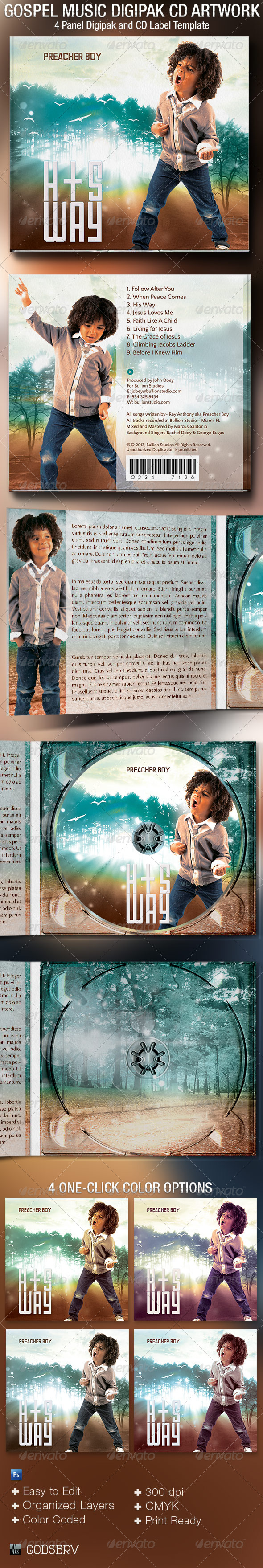 Download Gospel Music 4 Panel Digipak CD Artwork Template by Godserv | GraphicRiver