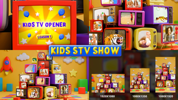TV opener for kids shows || Includes Portrait & Vertical Versions! Openers template preview