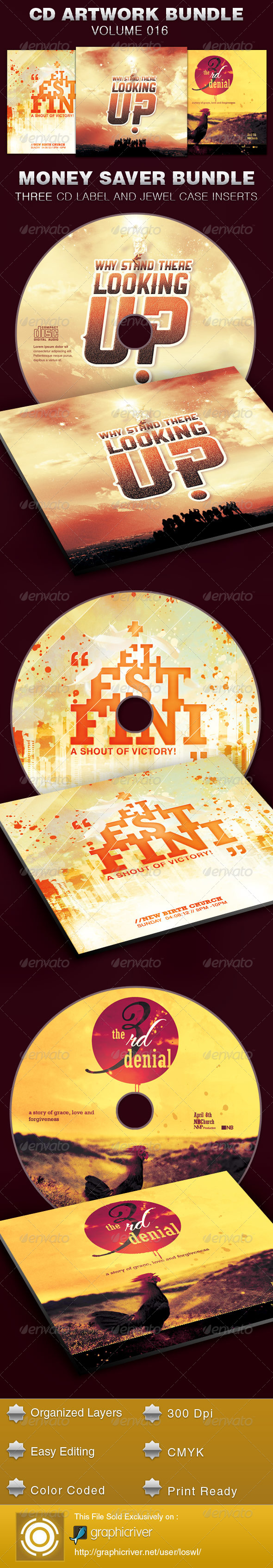 CD Cover Artwork Template Bundle-Vol 016 - CD & DVD Artwork Print Templates