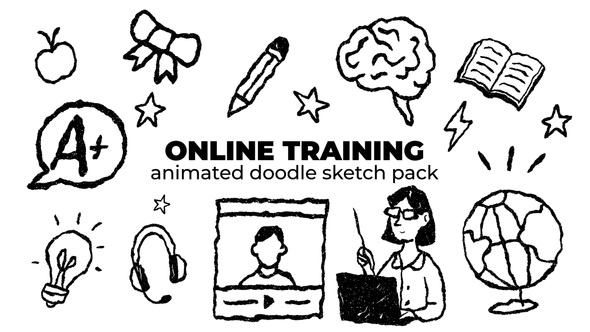 Online Training - Animated Doodle Sketch Pack Elements template preview