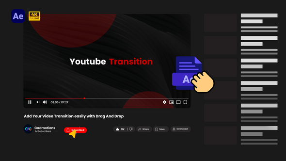 YouTube Like & Subscribe CTA Transition Elements template preview
