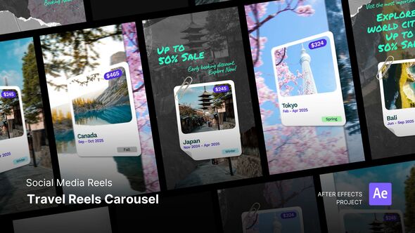 Reels - Travel Reels Carousel After Effects Project Files Product Promo template preview