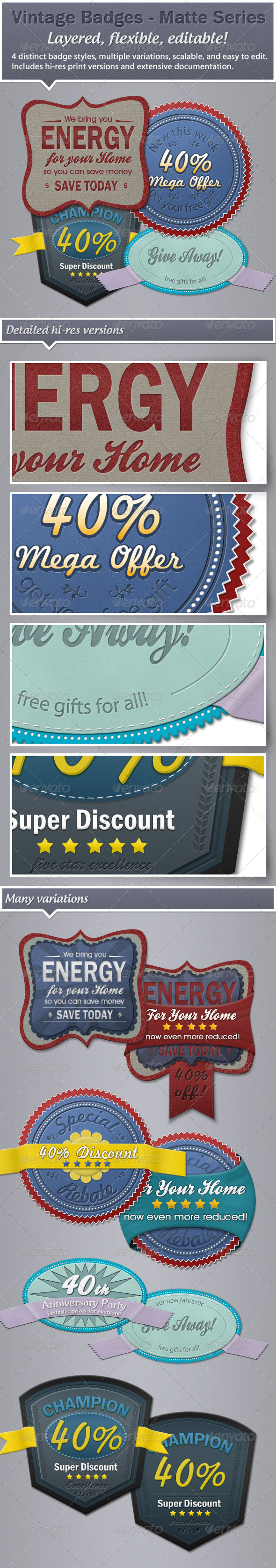 Vintage Badges - Matte Series - Badges & Stickers Web Elements