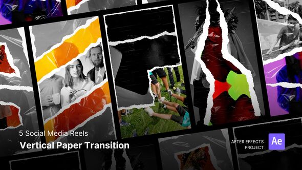 Transitition - Vertical Paper Transition After Effects Project Files Product Promo template preview
