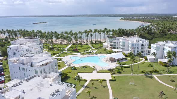 Aerial View Of La Ensenada Playa Nueva Romana, Condominium Complex With Ocean Views In Dominican Rep alt