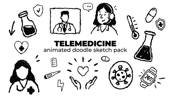 Telemedicine - Animated Doodle Sketch Pack Elements template preview