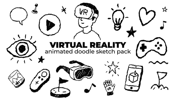 Virtual Reality - Animated Doodle Sketch Pack Elements template preview