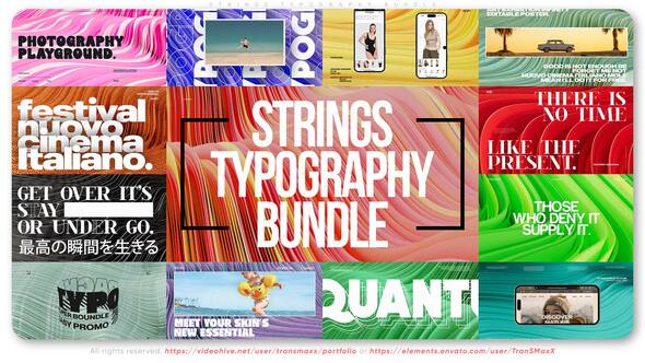 Strings Typography Bundle Titles template preview