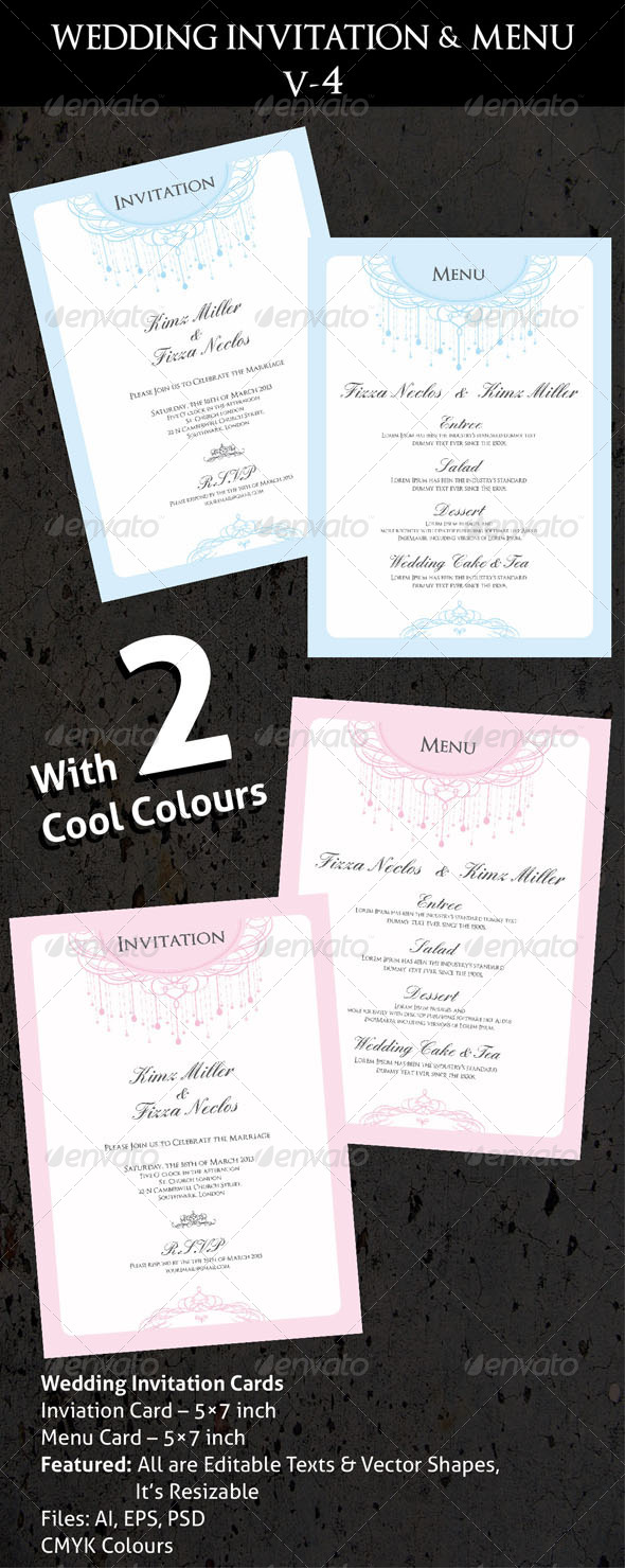 Wedding Invitation & Menu Cards V-4 - Cards & Invites Print Templates