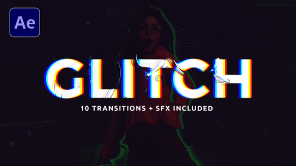 Monochrome Glitch Transitions Elements template preview