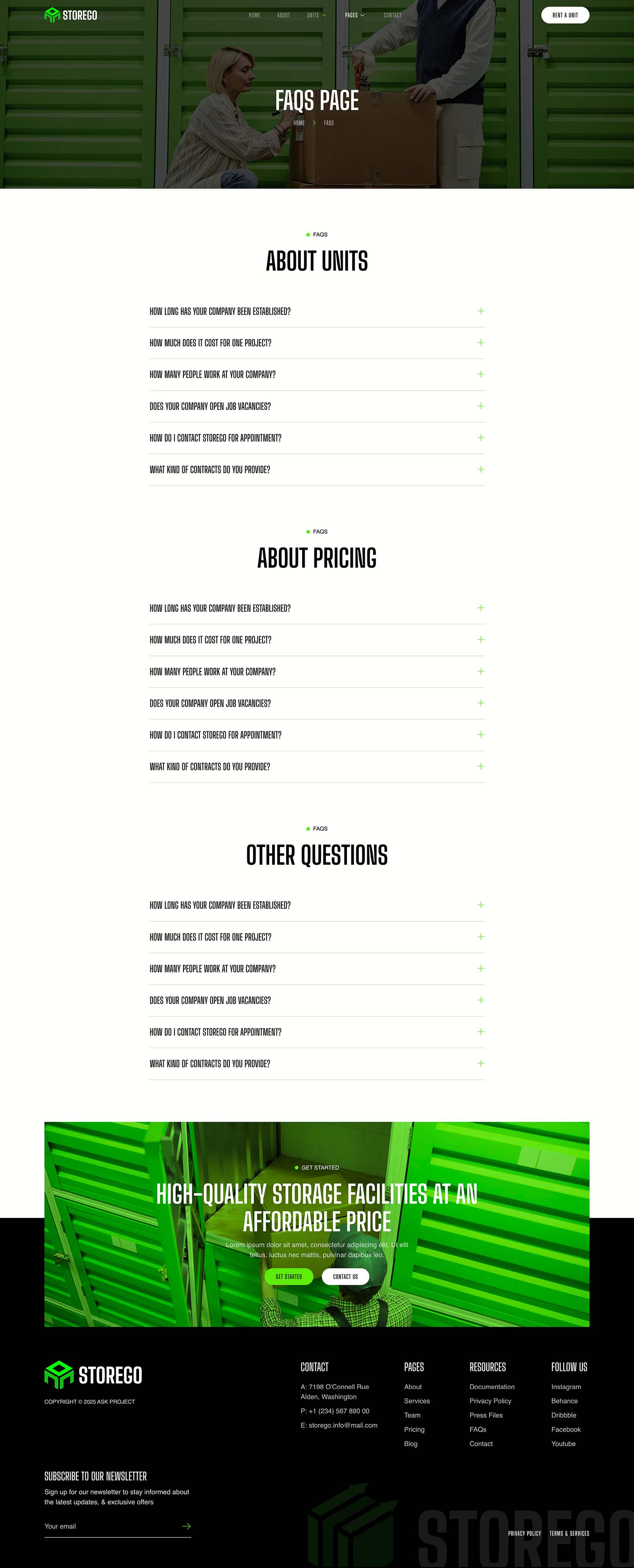 Storego - Storage Services Company Elementor Template Kit by askproject