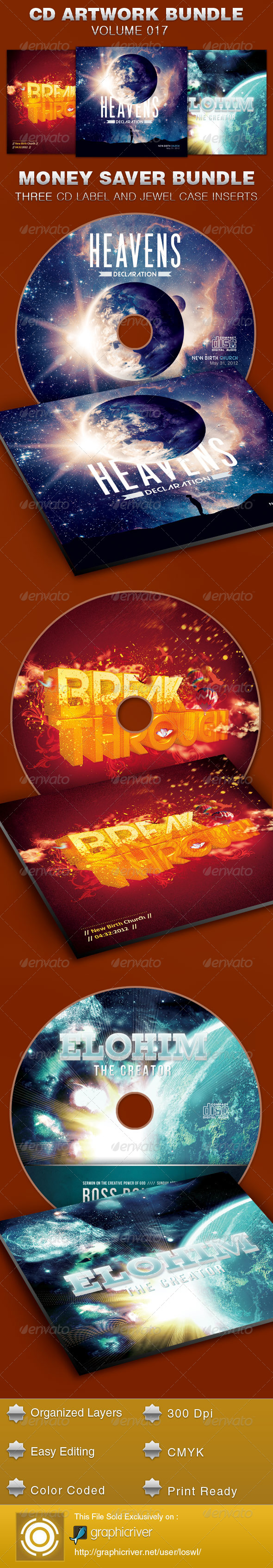 CD Cover Artwork Template Bundle-Vol 017 - CD & DVD Artwork Print Templates