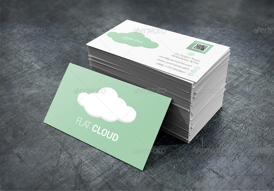 Flat Cloud Business Card By Rtralrayhan Graphicriver Flat Cloud Business Card Creative Cards 01 Preview Jpg