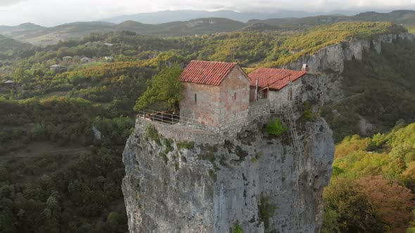 Katskhi Pillar Monastery on the Top of a Limestone Pillar Near Chiatura Georgia alt