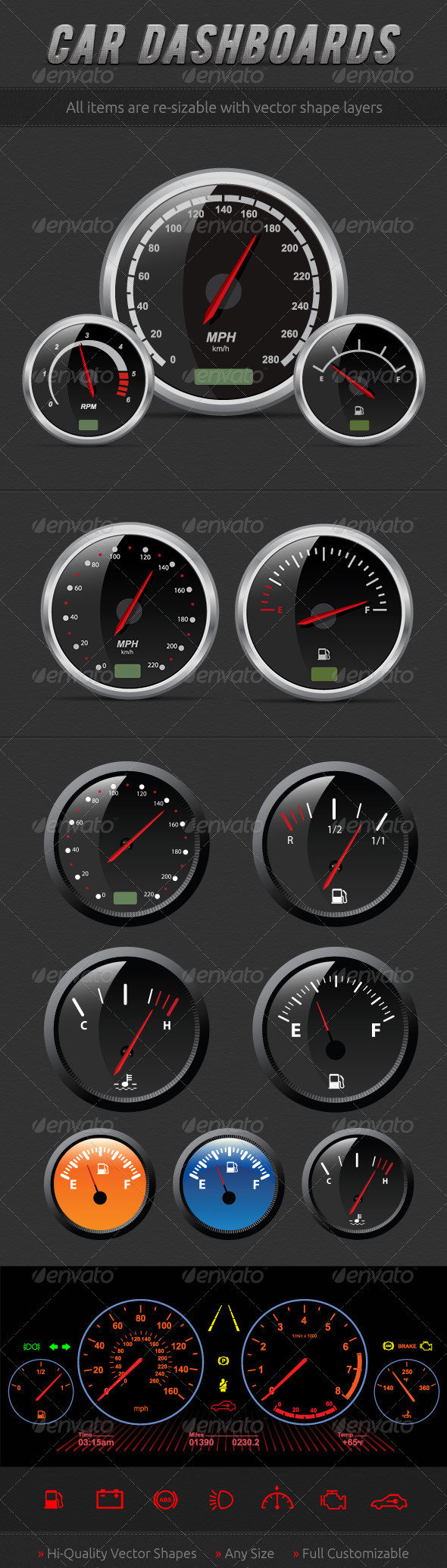 Speedometers - Objects Vectors