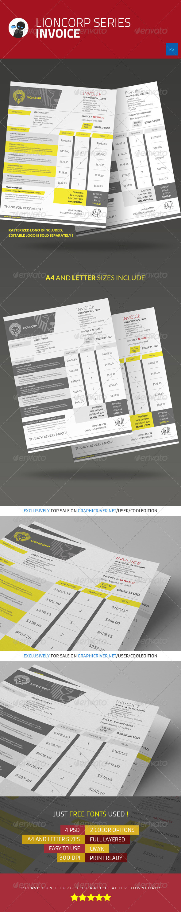 Lioncorp Series - Invoice - Proposals & Invoices Stationery