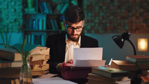 In the Library Young Man Student Have a College