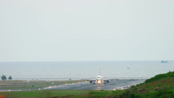 Airplane Approaching and Landing