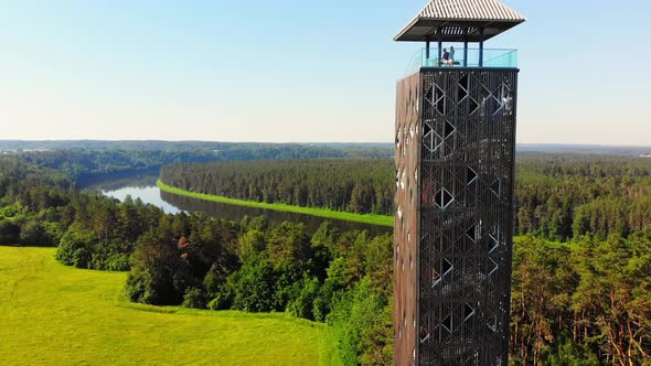 Aerial View Two Tourist Enjoy Summer In Lithuania alt