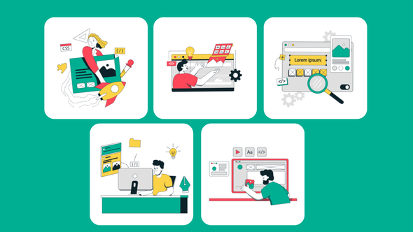 UI UX Animated Illustration After Effect Elements template preview