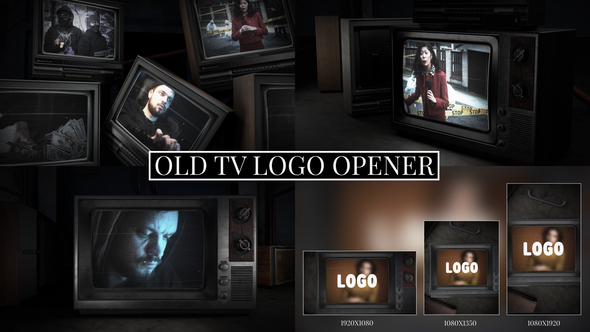 Vintage CRT Screen Logo Opener Vertical Version included Openers template preview