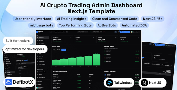 DefibotX – AI Crypto Trading Admin Dashboard Next.js Template by pixelaxis