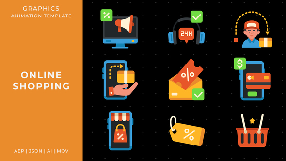 Online shopping graphic animation template | After Effects Elements template preview