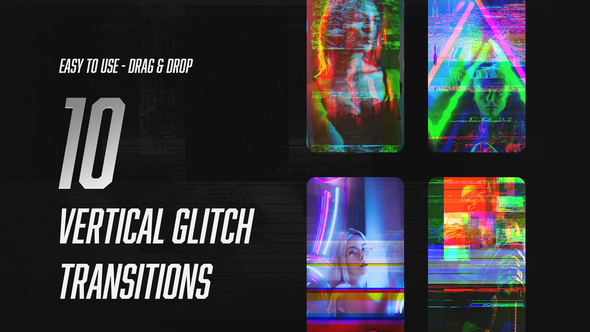 Vertical Glitch Transitions Elements template preview