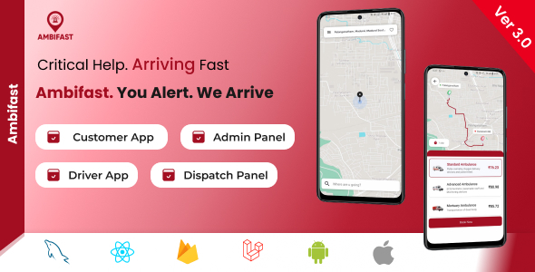 On Demand Online Ambulance/Taxi/Bike React Native Application Nulled