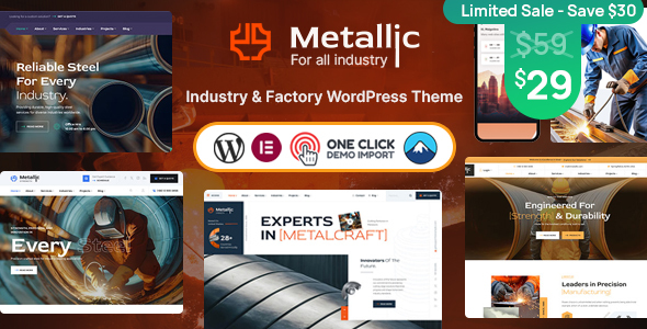 Metallic – Industry & Manufacturing Factory WordPress Theme Metallic – Industry & Manufacturing Factory WordPress Theme