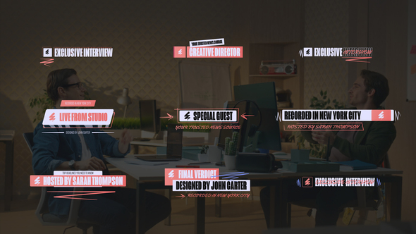 Minimal Lower Thirds with Logo Elements template preview